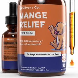 Natural Mange Treatment Dogs - May Help to Reduce Dry, Itchy, Red Skin, & Much More - Mange in Dogs Treatment - Dog Skin & Coat Supplement - Dog Dandruff Treatment - 1 fl oz - Bacon Flavor