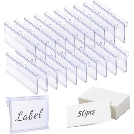 Meetory 100 Pack Clear Label Holders For Wire Shelves Durable Organization