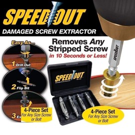 CRYSTAL CROWN Damaged & Stripped Screw Extractor, Remover Tool and Drill Bit Set, Broken Bolt, Nuts, Head Screw Remover, Drill Bit Tools for Easy Removal of Broken & Rusty Hardware, Set of 4 Pcs