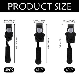 12Pcs Zipper Repair Kit, Universal Replacement Instant Zipper Fix Sliding Teeth Screw Head with 3 Different Sizes Extension & Fixing Zipper Slider Replacement for Luggage, Backpacks, Jackets