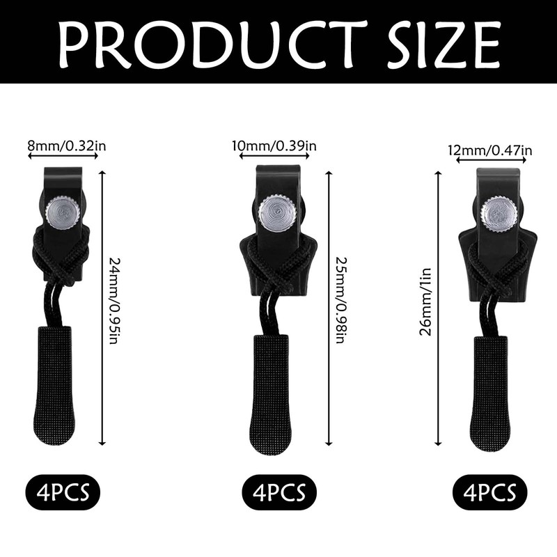 12Pcs Zipper Repair Kit, Universal Replacement Instant Zipper Fix Sliding