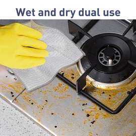 10 Counts Wire Dishwashing Rag, Heavy-Duty Steel Mesh Scrubber, Abrasive-Free Cleaning Cloth for Kitchenware, Pots, Pans and Utensils