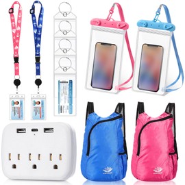 Tenceur 11 Pcs Cruise Accessories Kit 4 Carnival Cruise Luggage Tag 2 Lanyard 1 Power Strip 2 Phone Pouch 2 Folding Schoolbag (Vivid)