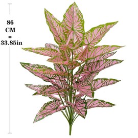 Aglaonema Plant with Variegated Green and Red Leaves, Fake Tree Leaf Simulation Flower Bonsai for Party Decoration Artificial Plants Floor Home Room Decor Ornament (Pink No Flowerpot, 85cm)