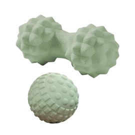 2er Set Faszienbälle, Schaumstoff Massagebälle mit Noppen, Stressabbau, Lockerung verspannter Muskeln, Dienen zur Linderung von Muskelverspannungen, Geeignet für Beine, Füße, Hände und Rücken (Grün)
