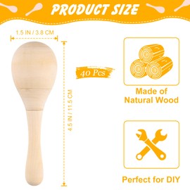 BOUBONI 40Pcs DIY Wooden Maracas for Kids, Mini Maracas for Mexican Fiesta Party Favors with 24Pcs Multicolor Pens, Cinco De Mayo Party Supplies