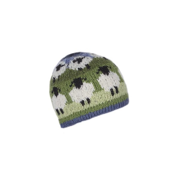 Pachamama Women Wool Beanie Hat Fleece Lined Handknitted Cute Sheep