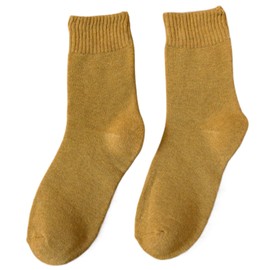 Dress Cici Half Crew Winter Socks, Thick Cushioned Unisex Warm Sock (5 Set: Yellow+Brick Red+Coffee+Green+Navy)