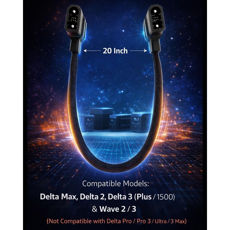 WizFluxMet Extra Battery Connection Cable Compatible with EcoFlow Delta Max,