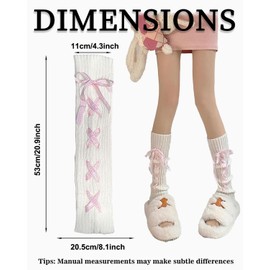 Zeayebsr 1 Pair Women's Girls Kawaii Cable Knit Leg Warmers Student Lolita Thigh High Knitted Loose Long Socks Party Casual Streetwear Leg Warmers Y2k