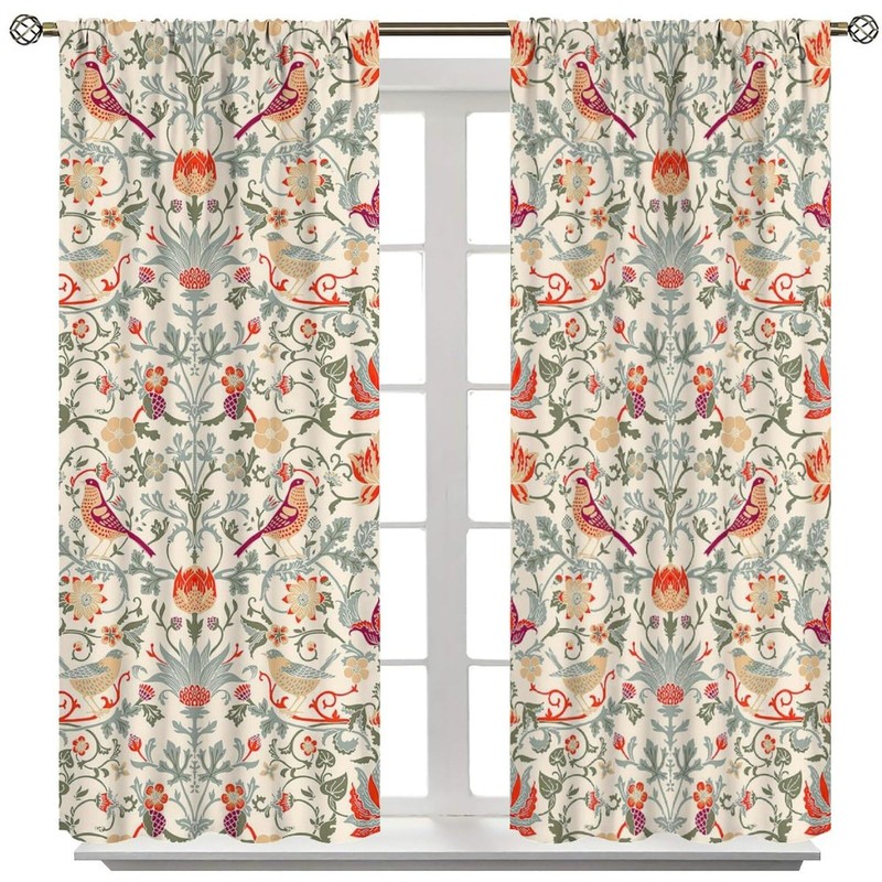XBDDZSW - Cortinas bohemias de William Morris estilo retro, diseño