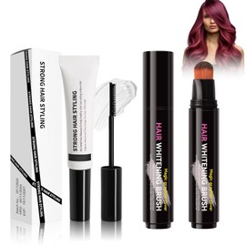 Haarfarbstift und Haar-Fixing-Creme für fliegende Haare, Haarfärbemittel, Haarfarbe Stift Temporäre Hair Color, Haarschutz und sanfte Pflege, Geeignet für alle Haartypen, weinrot, ranfabang (1, 10)