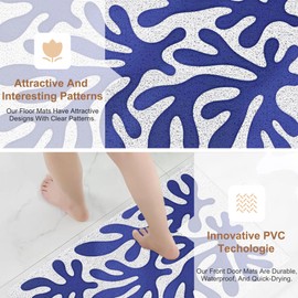 RYYCDOI Henri Matisse Blue Coastal Beach Door Mat, Aesthetic Seaweed Ocean Welcome Mats Doormat for Front Door Porch Indoor Outside Entrance Entryway, Beach Themed Bath Mat, 17x30 Inch