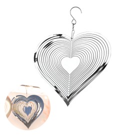 YEJAHY Love Heart Wind Chime - Stainless Steel Decorative Wind Chime - 3D Crafts Ornaments - for Outdoor Hanging Outdoor Indoor Living Room Window Corridor Yard Decoration Mobile Wind Catcher (20 cm /
