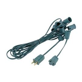 Novelty Lights 20 Foot C9 Outdoor String Light Christmas Stringer - Patio String Lights - Intermediate Base (C9/E17) - 24" Spacing - Green Wire