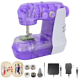 Wadukud Sewing Machine for Beginners with Adjustable Speed & Dual Power Supply, Portable Mini Sewing Machine with 26pcs Sewing Kit & Foot Pedal (110V)
