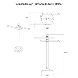 Formosa Design Hardware Freestanding Towel Holder for Bathroom Vanity Countertop (Brushed Nickel)