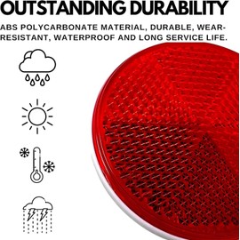 Qty 4 (2 Red/2 Amber) - 2" Inch Round Reflector Bike,Trailer, Truck, Boat, Mailbox, Construction, Signage, Warning with Super Strong Adhesive DOT/SAE Approved
