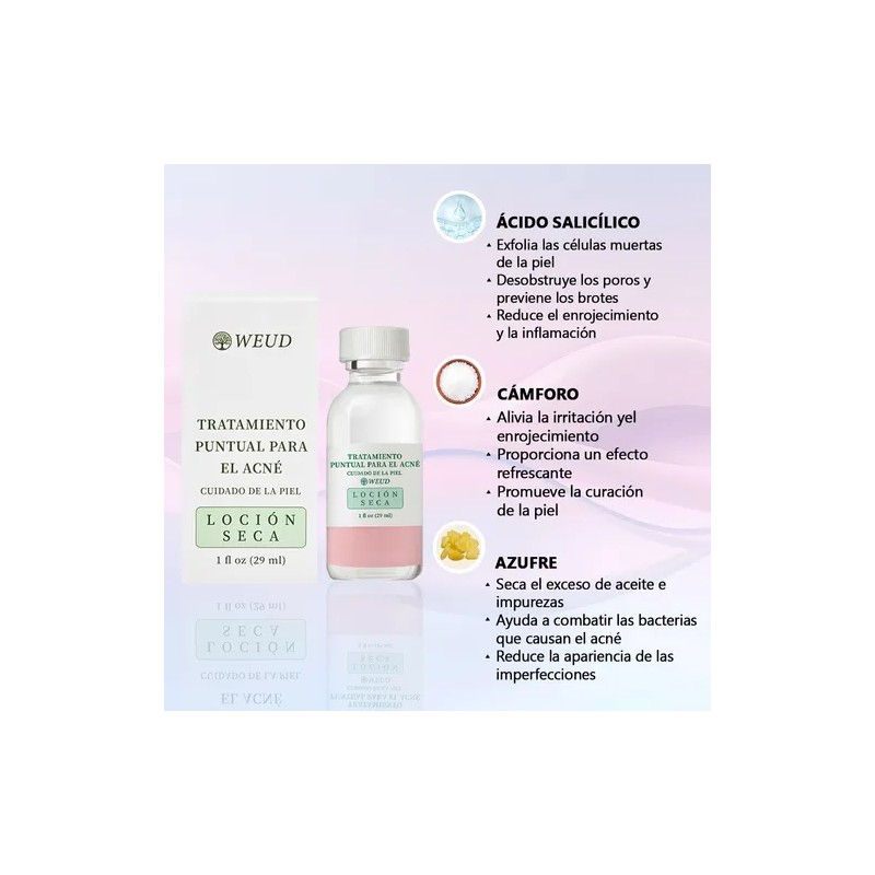 2pc Loción Seca Tratamiento Acné Equilibrio Crema Hidratante