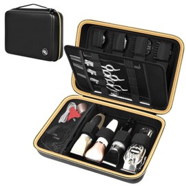 Boobowl Hard Travel Case for Hair Clippers, Hair Cutting Barber Supplies Organizer Bag, Trimmer Storage Holder for Ufree/for Wahl/for Andis Men Razor Guard Grooming Kits -Dark Black