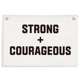 Lacama Positive Affirmations Wall Decor, Playroom Decor, Be Strong Courageous Linen Banner Wall Hanging Banner Flag Decor for Nursery Toddler Room, Boys Kids Room 30x20 Inch