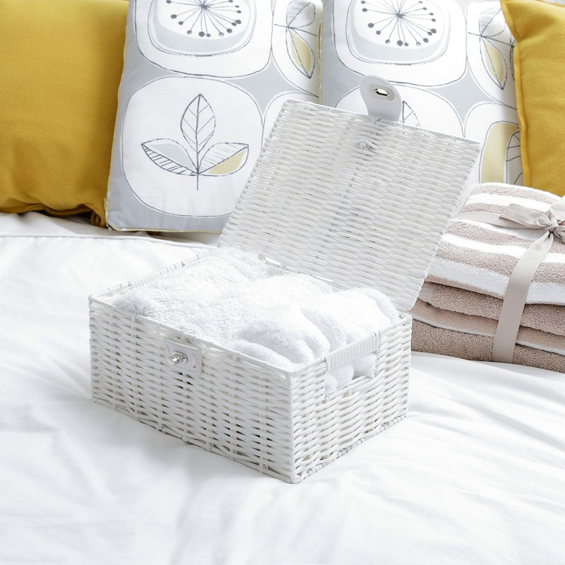 Arpan Medium Resin Woven Storage Basket Box with Lid &