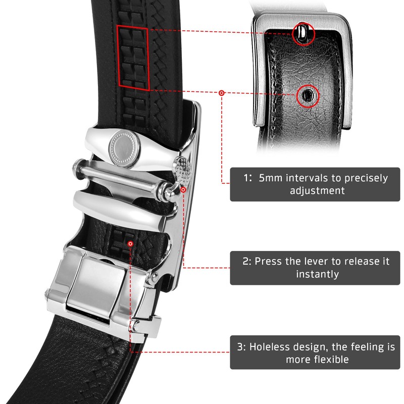 WERFORU Men's Belt, Adjustable Leather Ratchet Belt, 3.5 cm Fit,