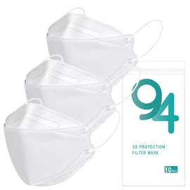 (10, White) Willow Leaf Shape, 3-Tier Construction, Diamond Shape, Mask, High Performance, Non-woven Mask, Gray, Black, White, 3 Colors, Non-woven Fabric, 4-Layer Filter, Anti-Fog, Prevents Glasses from Lipstick