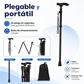 Bastón Plegable Ajustable de Golpes - 5 Alturas (85-95cm),Bastón Plegable de Aluminio Extensible,Bastón Antideslizante Ligero y Portátil para Ancianos,Heridos y Senderismo Apto Unisex
