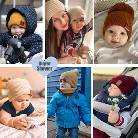 LYZOURBB Baby Beanie Hats Soft Toddler Beanie Warm Knitted Infant Winter Hats for Baby Boys Girls 0-3Years Army Green