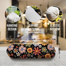 Flower Plastic Bag Holder, Wall Mount Grocery Bags Organizer, Washable Car Trash Bags, Kitchen Housewarming Gifts for Women Family Friends Grandma Mom, Kitchen Pattern Garbage Bag 59