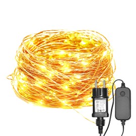 ALED LIGHT Guirnalda luminosa impermeable de 22 m 8 modes, 220 LED de colour blanco cálido para decoración al aire libre y interior para fiesta, jardín, casa o Navidad