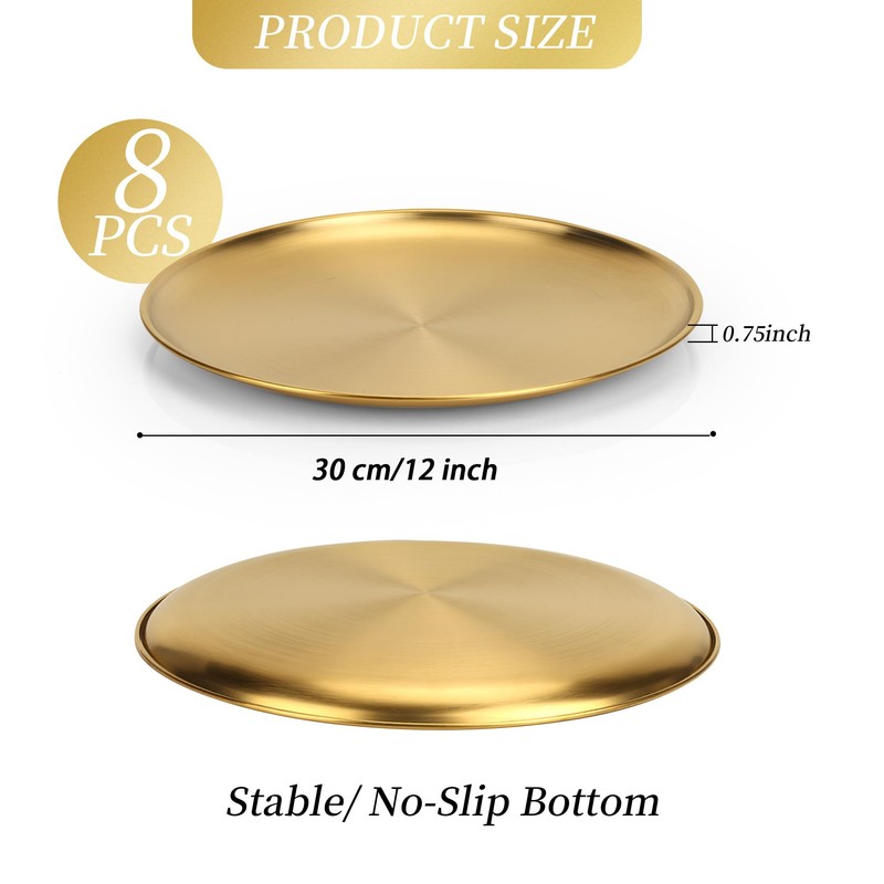 YEUIKERR 8 Pieces Gold Pizza Pan Bulk 12 inch Stainless