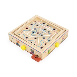 Janod Gioco del Labirinto in Legno per Bambini e Adulti, Giocattolo Tradizionale, Corsa delle biglie, 2 biglie in Metallo in Dotazione, Sviluppa concentrazione e abilità, da 5 Anni, J03371