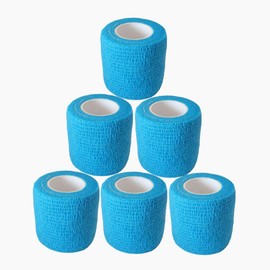 Hysiwen 6 Pack 2" x 5 Yards Self Adhesive Bandage Breathable Cohesive Wrap Self Adherent Vet Tape Self Stick Bandage Wrap for Sports, Athletic, Wrist, Ankle(Blue)
