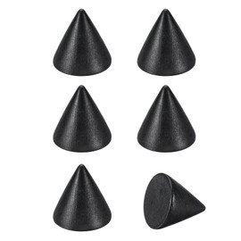 PATIKIL Wood Cone Ring Holder, 6Pcs Wooden Finger Jewelry Ring Display Stand Organizer Wood Cones Rack for DIY Art Crafts, Black (30x30mm)