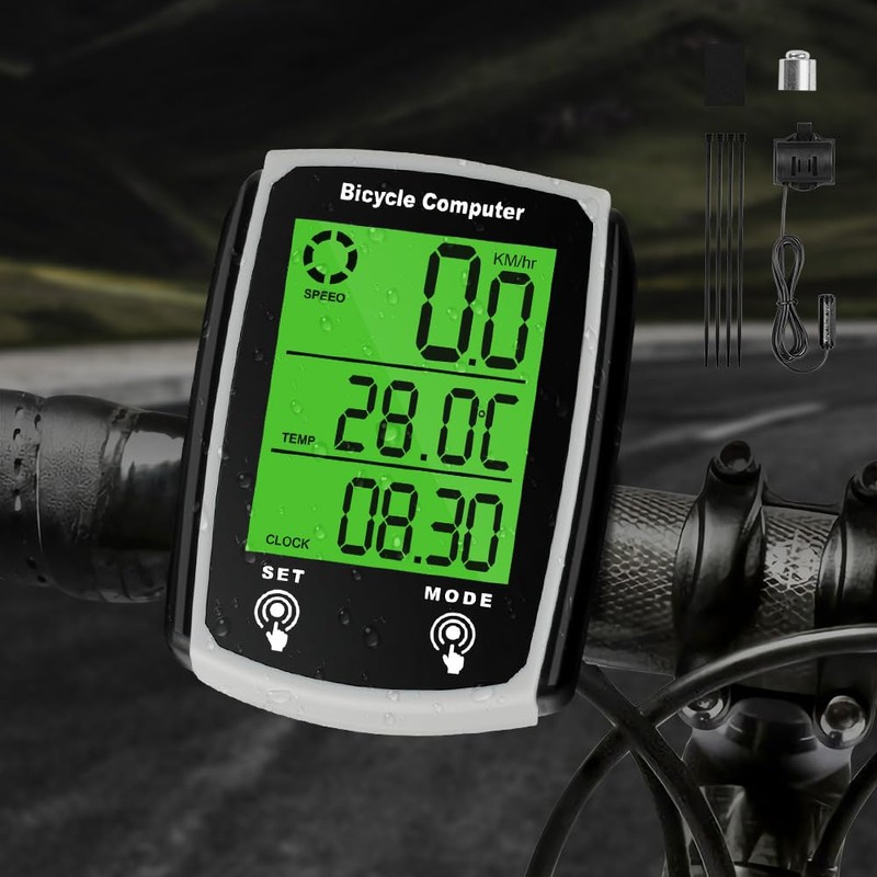 URAQT Bike Computer, Universal 19 Functions IP54 Waterproof Bicycle Speedometer