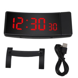 Projection Alarm Clock with 2 USB Ports LED Curved Display Easy Read Digital Projector Clock for Living Room Bedroom Office