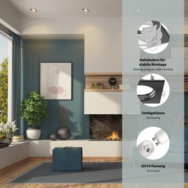 ledscom.de 6 pcs. recessed Ceiling Frame RIR recessed Frame Black matt Angular (LED/Halogen/GU10/MR16/PAR16/50mm) incl. GU10 Socket