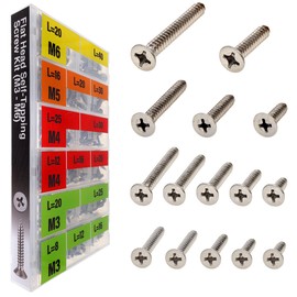 EEEEE 549pcs Self Tapping Screws Assortment Kit Assorted Screws Metric M3 M4 M5 M6 304 Flat Head Stainless Steel Kit Sheet Metal Screws Kit, Phillips Drive Small Wood Screws Set Assortment