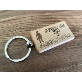 Ashton and Finch Firefighter Keyring Gift – Wooden Laser Engraved Fireman Key Ring Keychain