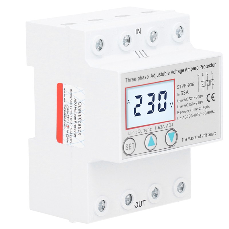 Adjustable Voltage Protector 3Phase LCD Multifunctional SelfResetting STVP936 230v 400V