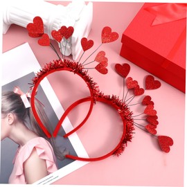 Baluue 2Pcs Valentine's Day Hair Hoops Loving Heart Sequin Headbands for Party Hair Accessories Lightweight Durable Design Bright for Celebrations