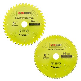 TCT210MXAPRO Saxton Professional Range TCT Circular Saw Blade 210mm x 40T and 80T x 30mm Bore, 16, 20, 25mm, 25.4mm Reduction Rings Compatible with Evolution Festool Bosch Makita Dewalt