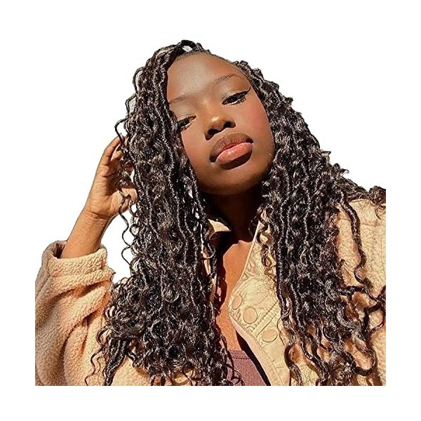 18 inches / 45 cm / River Locs / 500 g / 5-piece pack wavy extensions for braiding crochet/per piece 24 strands 100 g / premium hair real hair look + crochet free (18 inches / 45 cm, 4)