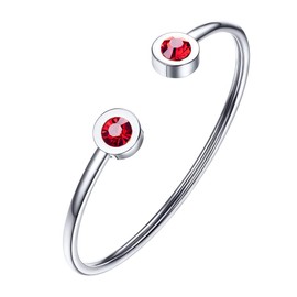 Cuff Bracelet January Birthstone Garnet Red Crystal Stainless Steel Bangle Bracelets for Women