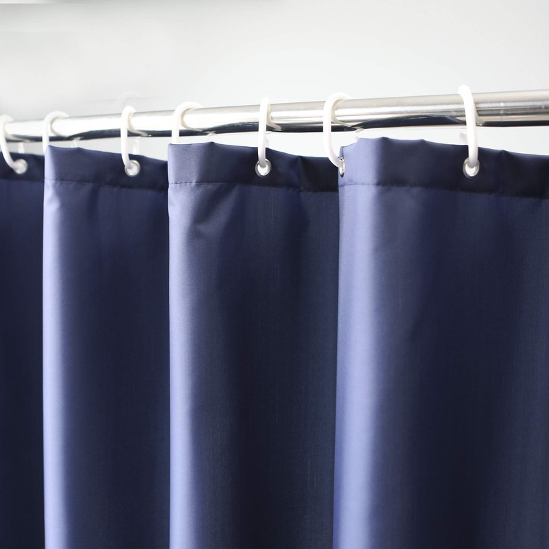 AooHome Solid Navy Blue Shower Curtain, Fabric Weighted Hem Shower