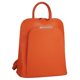 Cluty 020010 Women's Genuine Leather Backpack Made in Italy City Bag for Shopping Tours Minimalist Daypack, orange, One size