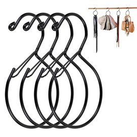 Vigorwise 4Pcs Hat Hanger & Belt Hanger with Safety Clip for Closet, Black Baseball Caps Organizer for Closet, Hat Rack for Belt Ties Tank Tops