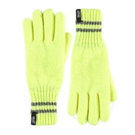 HEAT HOLDERS Men's Winter Warm Hi Vis Reflective Thermal Gloves in Orange, Yellow and Black, Hi-Vis yellow